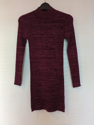 Kinder Mädchen gerippt hochgeschlossen Pullover Kleid Langarm 10-12 Jahre Burgund 