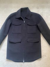 Arket Black Woollen Zip Overshirt With Pockets Uk 10 / M