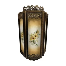 Metal Mid Century Painted Daisy  6 Panel Hanging Swag Pendant Light 12 Ft Chain