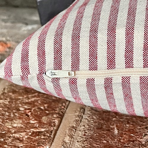1376. RED STRIPE LINEN LOOK 100% Cotton Cushion Cover, Various sizes - Picture 3 of 5