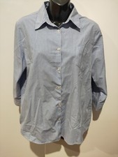 "E-GIRL" LADIES 3/4 OR SHORT SLEEVE BLOUSE - BLUE / WHITE CHECKS - SIZE 14 - 16