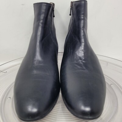 MINELLI of Paris Womens Black Italian Leather Zip Booties  EU39 US8.5 Made ITALY