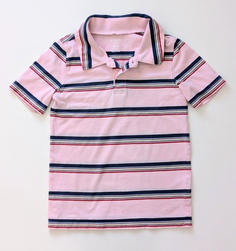 Carter's Polo Shirt Boys Pink Striped Top Blue Yellow Stripes Collared Size 6