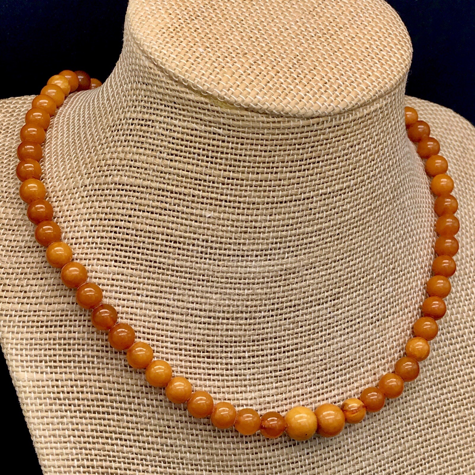 Antique Baltic Egg Yolk Butterscotch Amber Necklace 16” Natural Amber