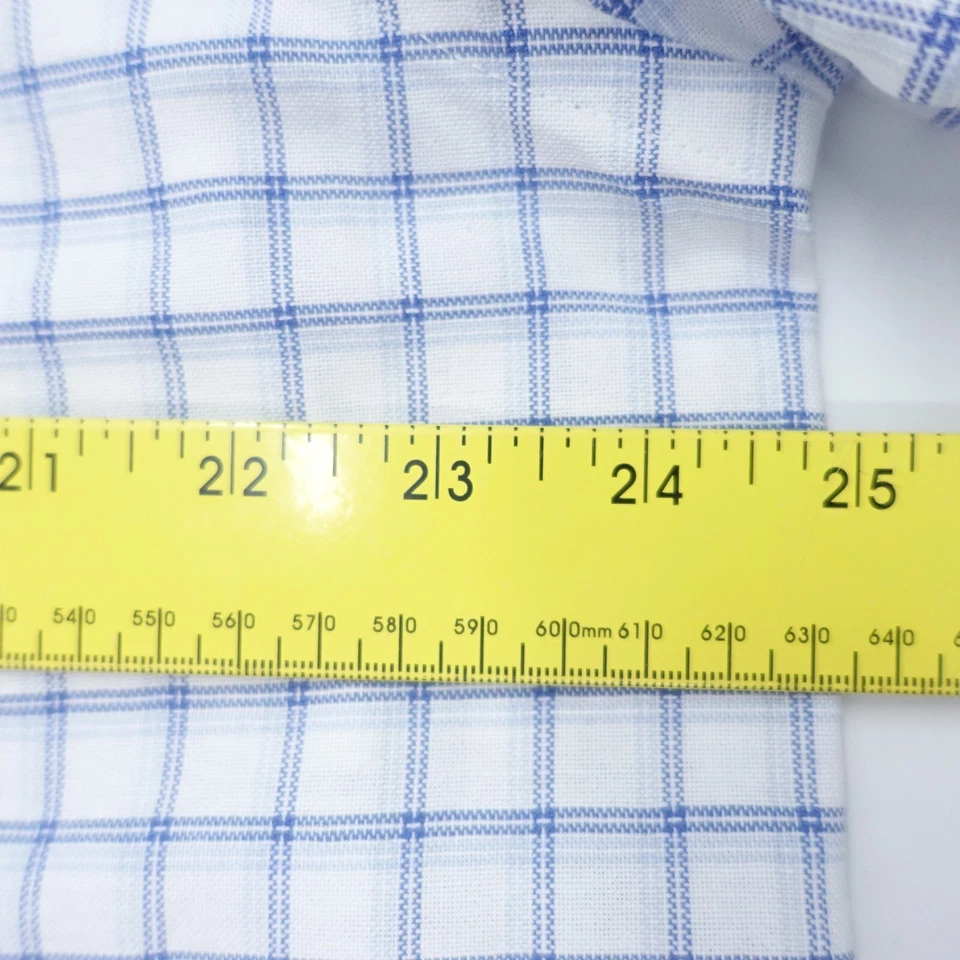 Camisa de Vestir Stafford Para Hombre 17 Blanco Cuadros Algodón Sin Arrugas Carrera Formal Foto 3 de 4