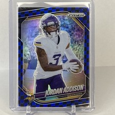 2025 Prizm Jordan Addison #19 Blue/Black Checkerboard Minnesota Vikings NFL