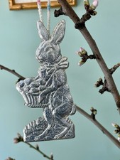 Antique Vintage German Cardboard Easter Bunny Rabbit Ornament
