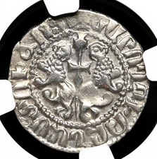CRUSADERS, Cilician Armenia. Levon I. 1198-1219. Silver Tram. NGC AU Details