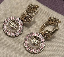 🌹 💕🚚 ✅ Women’s Gucci Gold Diamond Pearl Hoop Earrings Brand New Box