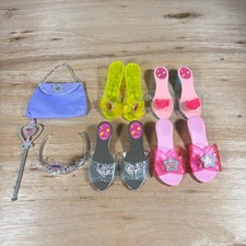 Princess Dress Up Accessory Set 4 Pairs Play Shoes Tiara Wand Purse Kids Toy