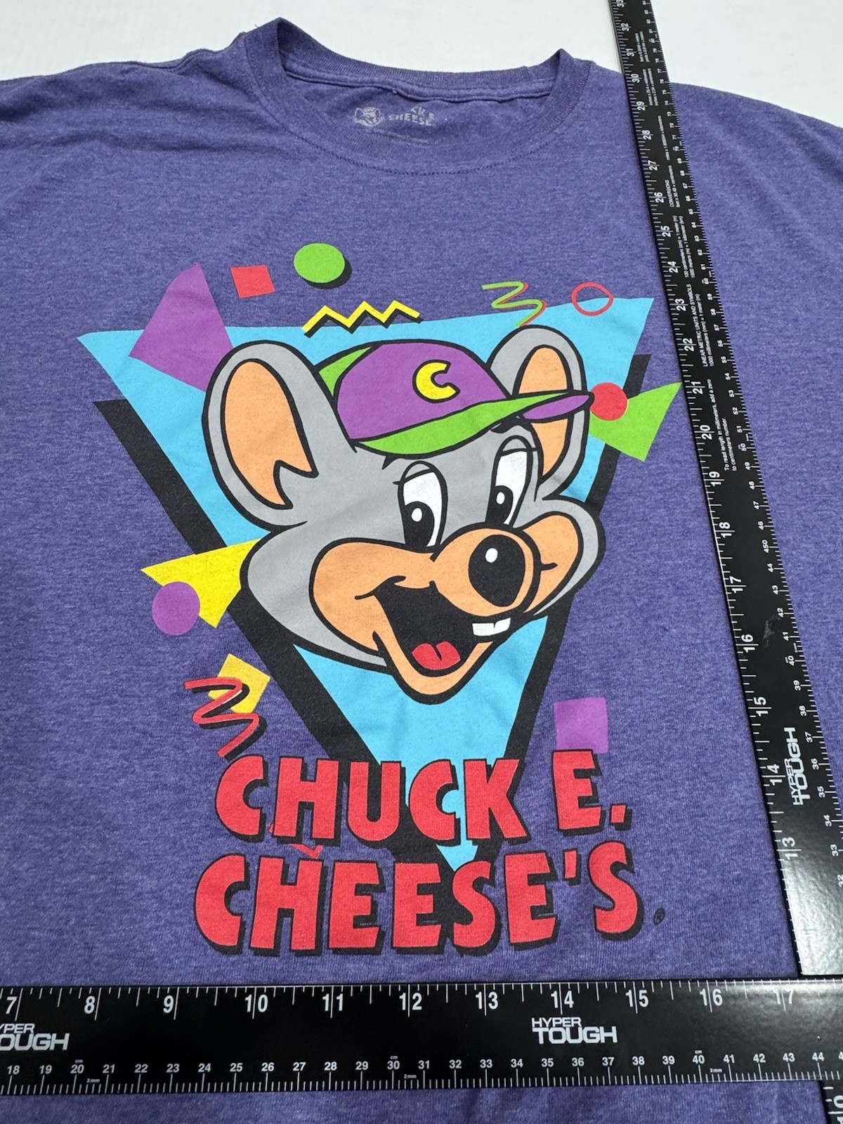 Chuck E. Cheese's Men's XL Purple Graphic Print Jersey T-Shirt Short Sleeve