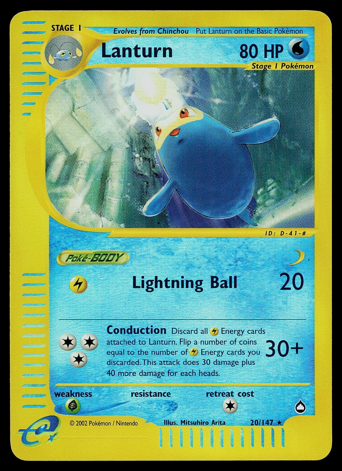 Pokemon Card - Lanturn Aquapolis 20 Reverse Holo Rare