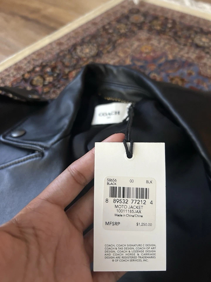 Chaqueta Coach de cuero genuino negra nueva con etiquetas Foto 3 de 3