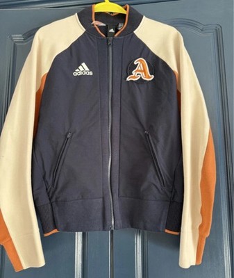 Adidas VRCT Kinder Varsity Bomberjacke Legend Ink marineblau beige orange Alter 13-14 Jahre