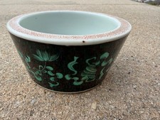 Chinese Antique Famille Rose Green Porcelain Bowl China Six Characters Mark