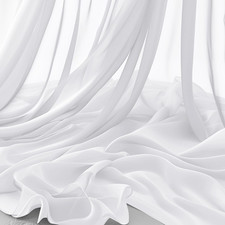 White Chiffon Fabric by the Yard, 5 Yard Continuous Sheer Fabric 59" Wide Soft D