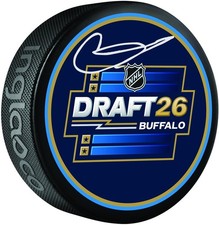 Disco de hockey Gavin McKenna Toronto Maple Leafs autografiado 2026 NHL draft