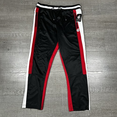 Pantalones deportivos Rocawear para hombre nuevos con etiquetas, talla 2XL, negro/rojo/blanco bloqueado de color - Imagen 1 de 6