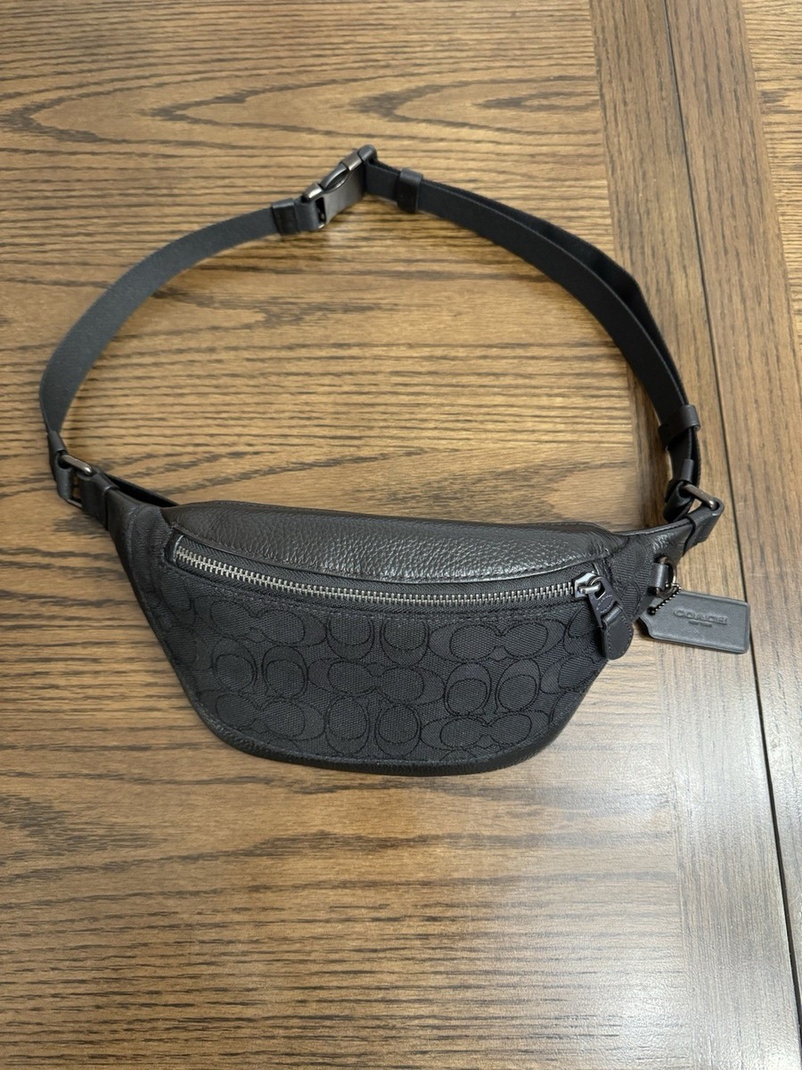 Coach F78777 Canvas Signature Belt Bag - Charcoal Black