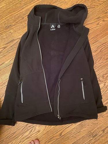 Reebok Girls Large 14 Black Zip Up Jacket With Hood Side Pockets - Picture 4 of 10