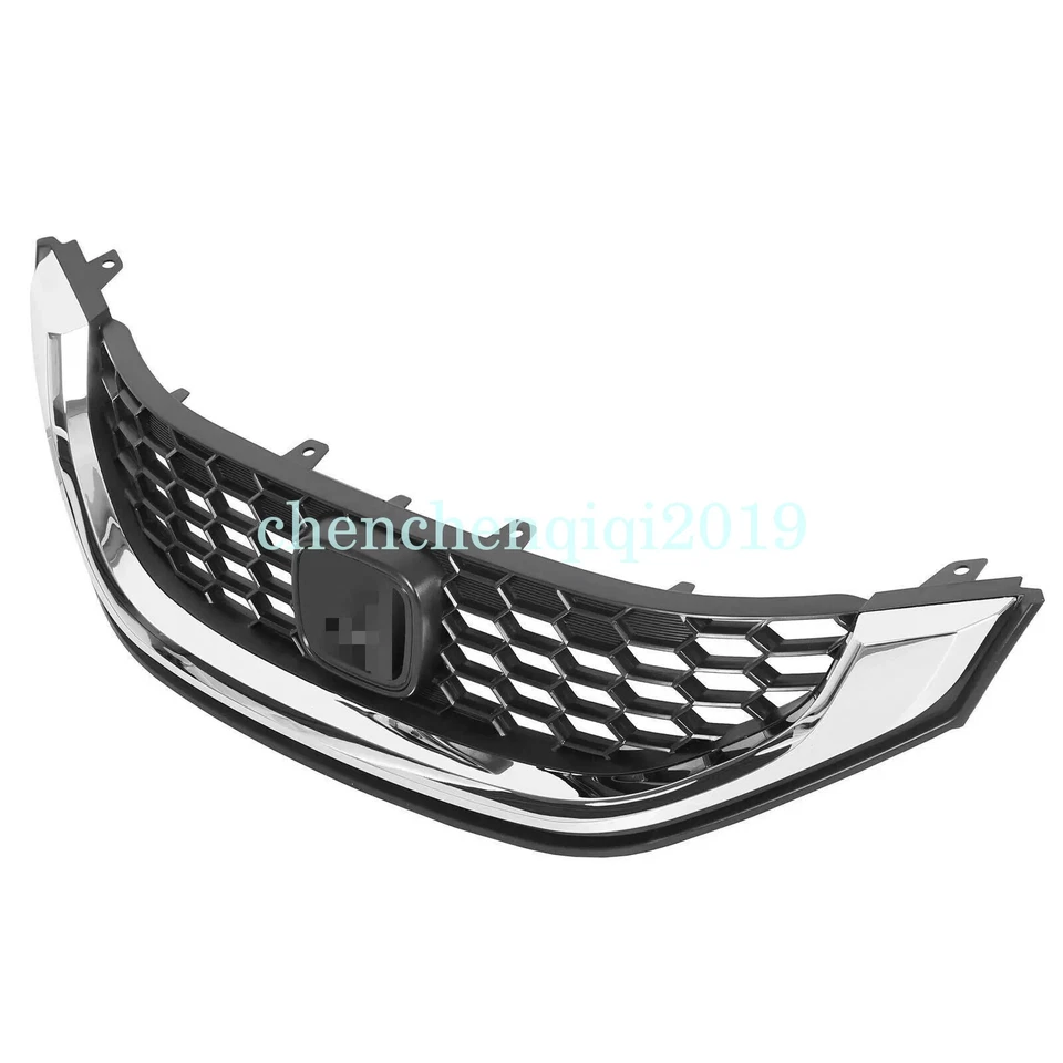Front Bumper Upper Grille W/Chrome Trim For 2013 2014 2015 Honda Civic Sedan Foto 4 de 4