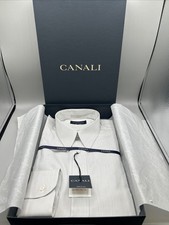 New Canali Men  s Charcoal Pinstripe Dress Shirt - Italy- Size 15.5/39 - A510
