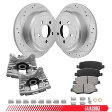 Rear Drilled Brake Rotors & Pads + Calipers for Jeep Liberty 2008-2012 V6 3.7L