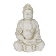 Buddha figur Zen Skulptur XXL Gartenfigur creme 7,5 kg Buddha Statue wetterfest
