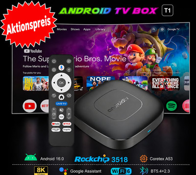 Android TV Box  Voice 8GB RAM 128GB Android 16 4K WLAN Bluetooth