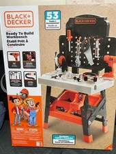 BLACK DECKER Ready To Build Workbench Pretend Play Tool Set with 53 Accessories