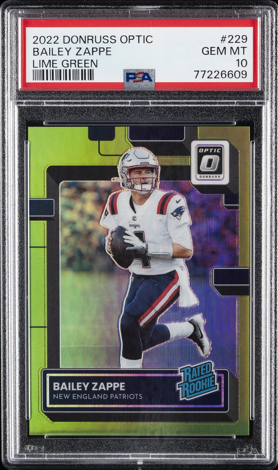 2022 PANINI DONRUSS OPTIC LIME GREEN #229 BAILEY ZAPPE 33/35 PSA 10
