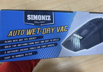 #ad Simoniz Auto 12V Wet Dry Vac with 2 Crevice Tools for Tight Spaces #01010 $24.99