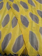 Vintage Mid Century 12 X 65 Semi Sheer Yellow Gray Silk Scarf