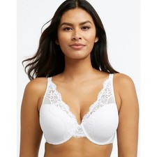 NEW Bali DF0084 One Smooth U Comfort Stretch Lace Underwire Bra White 42DD