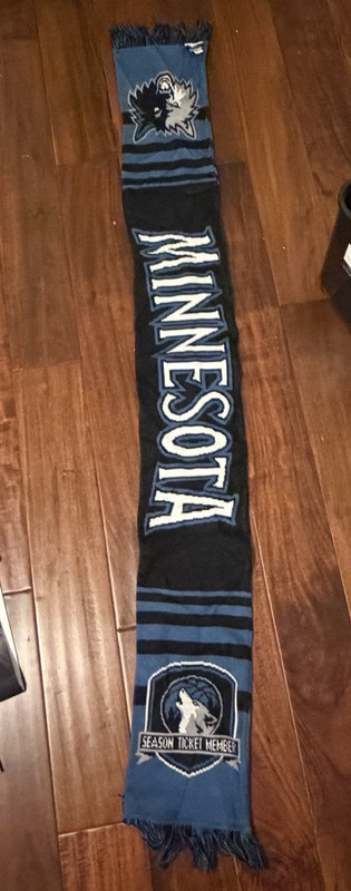 adidas Minnesota Timberwolves Reversible Knit Scarf Striped Fringe 61x7"