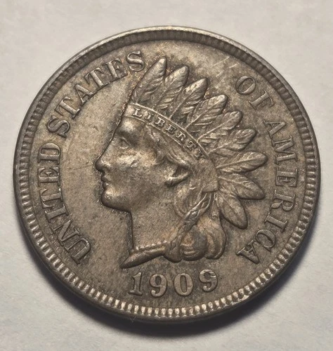 1909 Indian Head Cent 1c Penny, Extra Fine XF Details, Exact Coin Shown
