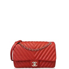 Chanel Chevron Quilted Flap Bag Red Lambskin ac043026a1 