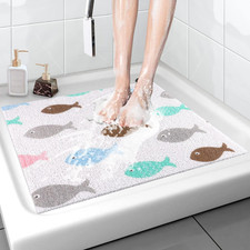 Shower Mat Non-Slip, 24X 24 Inch Square, Soft Comfort Bath Mats with Drainage Ho
