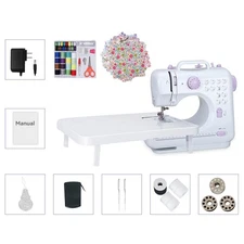 Mini Portable Sewing Machine Dual Power AC/Battery w/ Extension Table & Kit