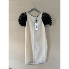 D&G Dolce & Gabbana Ivory Organza Mini Dress with 3D Ruffle Sleeves - Size 38