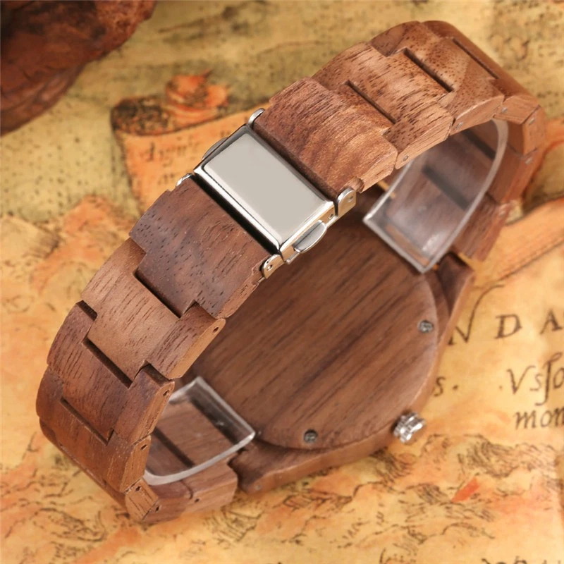 Natural Walnut Wood Watch for Ladies Quartz Wooden Band Bracelet Wristwatches - Image 4 of 4