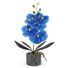 Artificial Orchid with Vase Fake Phalaenopsis Flower Arrangement Faux Plants ...