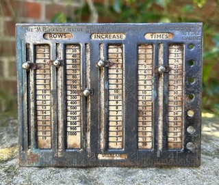 Vintage Lovely Little Old Metal M.P Handy Guide Knitting & Crochet Tool Curio