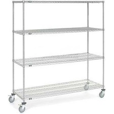 Nexel Chrome Wire Shelf Truck 72x24x80 1200 Pound Capacity with Brakes