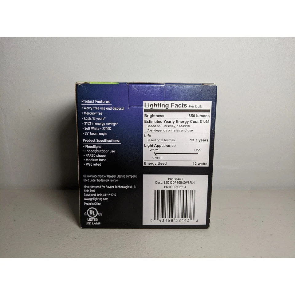 GE Soft White 12W Dimmable Outdoor LED Flood Light Bulb PAR30 Short Neck - Image 4 of 4