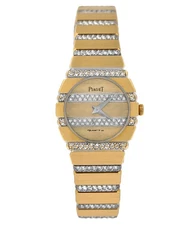 Piaget Polo 861C705 Diamonds 18k Yellow White Gold 23MM Ladies' Quartz Watch