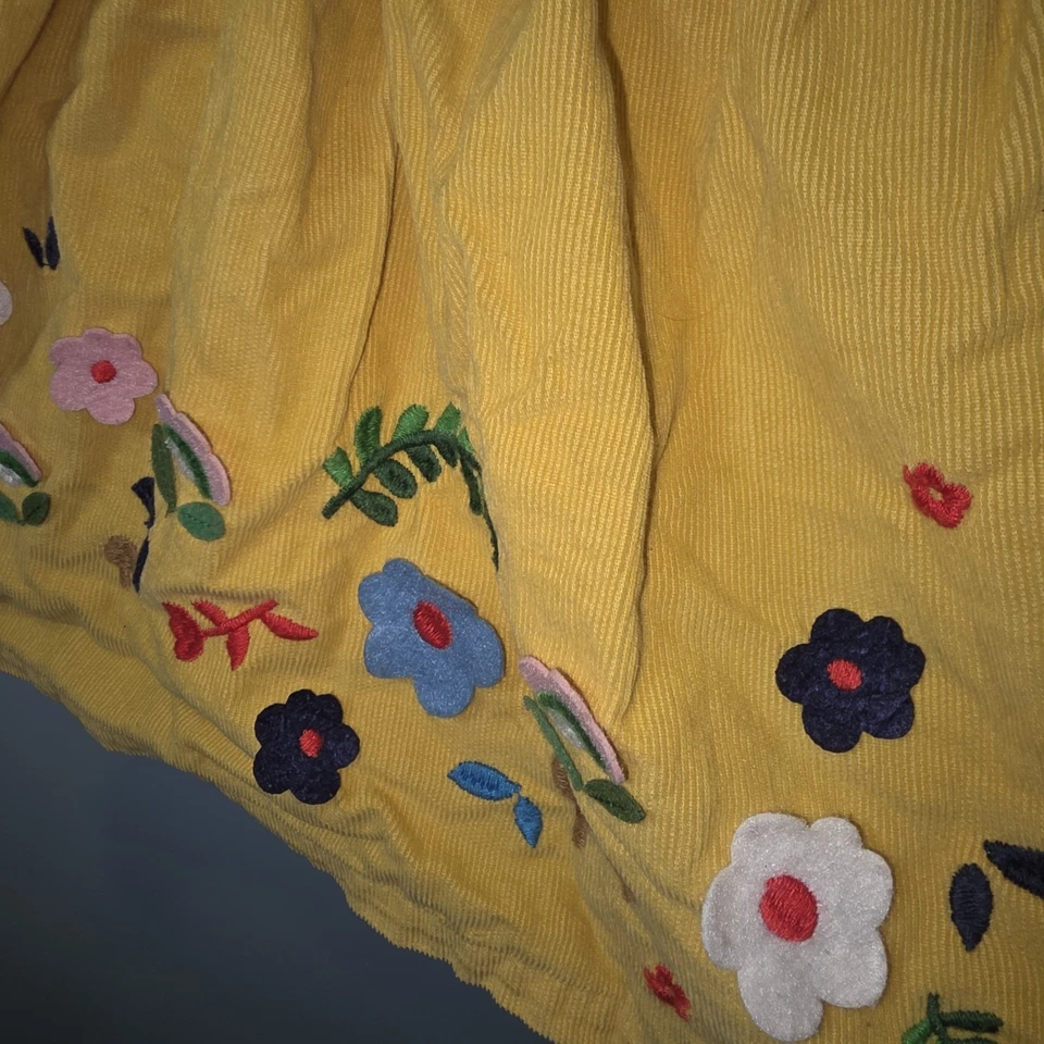 Mini Falda Delantal Boden Amarillo Floral Planta Apliques 5-6 Años Niñas Pana Foto 2 de 4