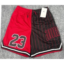 Jordan Boys 12-13Yrs Large Red Black Pinstripe 23 Basketball Mesh Shorts NWT