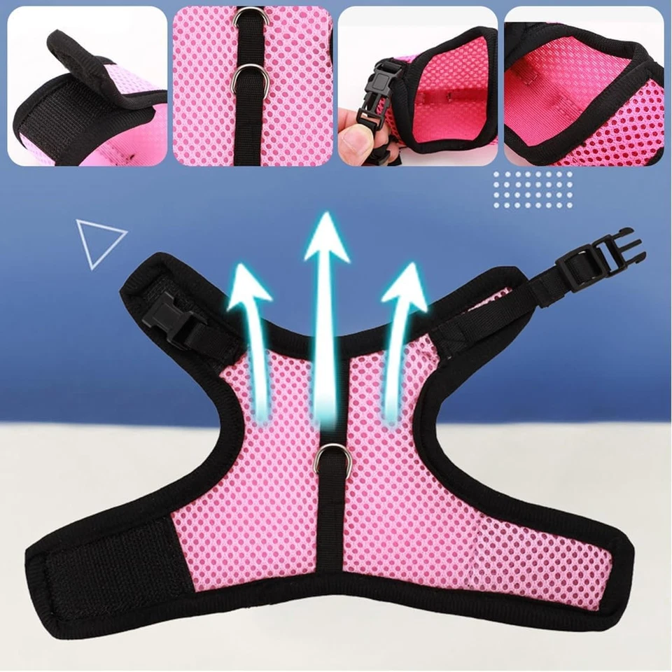 2 Stück Haustier Kaninchengeschirr Weiches Kaninchen Geschirr Mit Leine Verstell - Bild 2 von 4