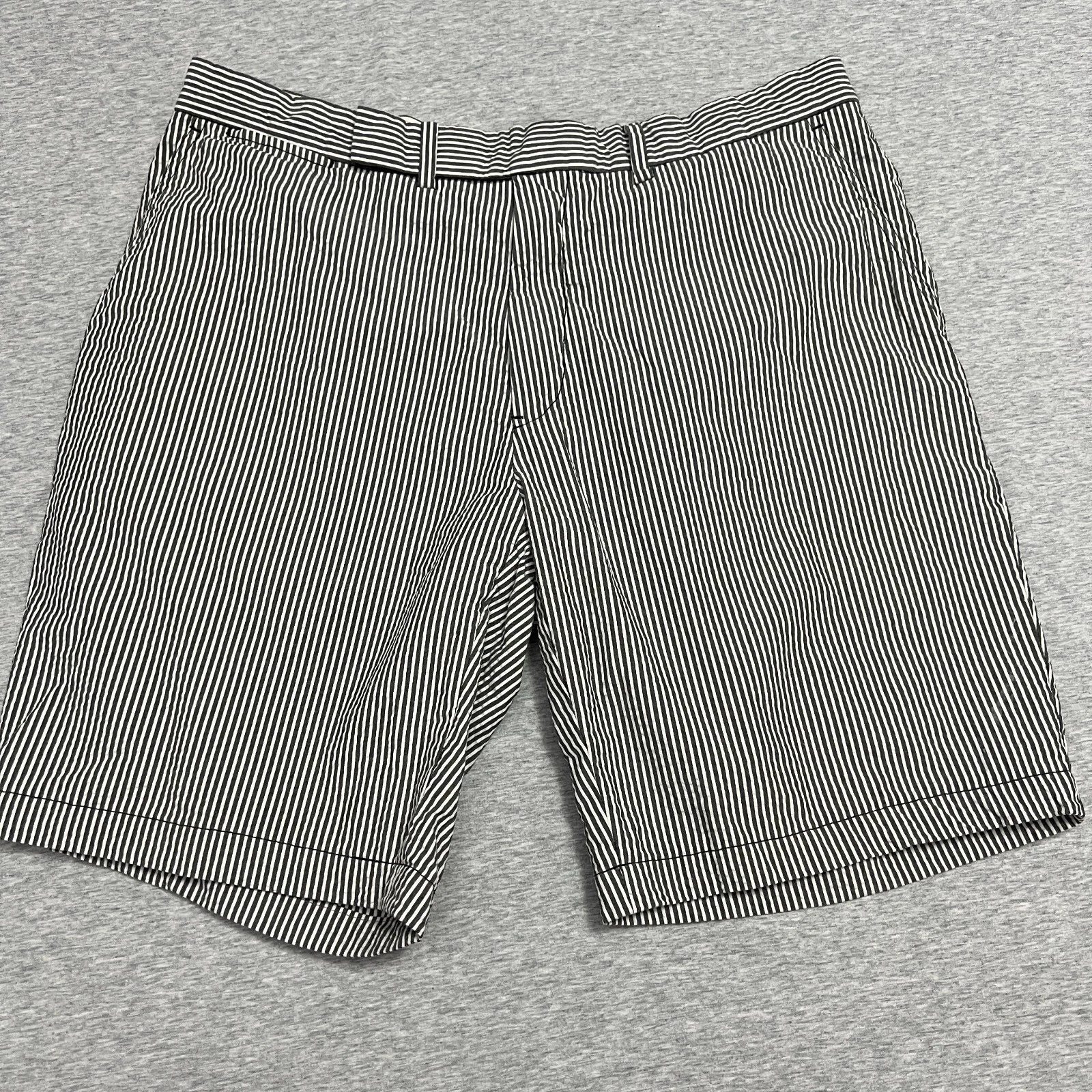 Vintage Polo Ralph Lauren Mens Shorts 36 Seersucker Stripe Gray Golf Preppy